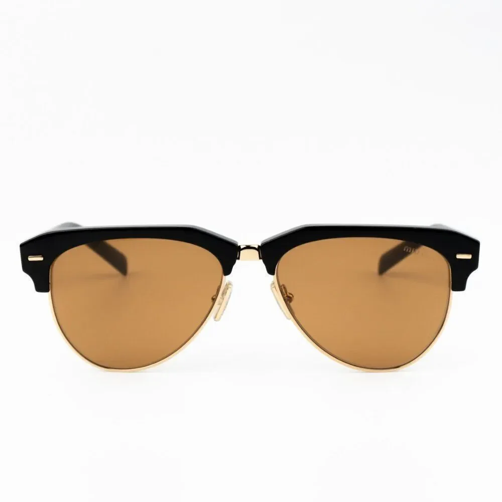 NEW Miu Miu MU09ZS 1AB2Z1 RUNWAY Black Brown Browline Unisex Sunglasses SMU09Z